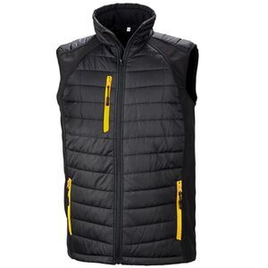 Result Genuine Recycled Unisex Adult Compass Softshell Padded Vest / Black/Yello